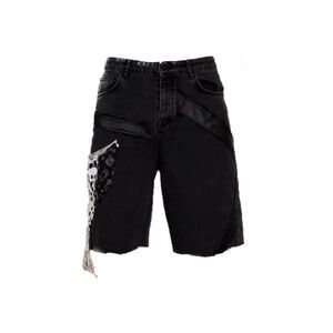 BIZZARE leather & denim charcoal washed shorts 1/1